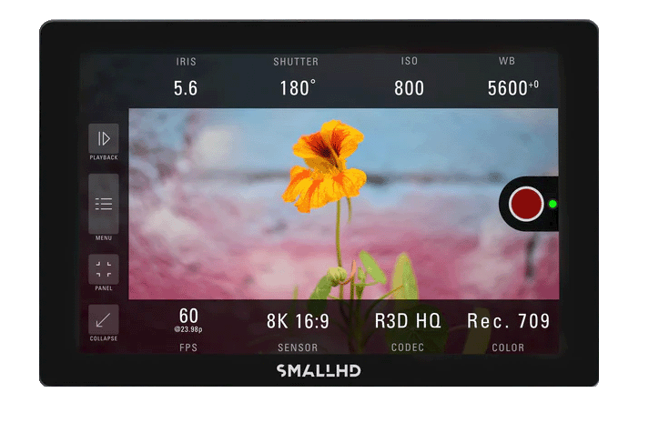 Moniteur SMALLHD affichant un vecteurscope en direct, outil d'étalonnage des couleurs pour les professionnels de la vidéo